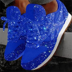 Frauen schnüren Turnschuhe Glitter Herbst Flache vulkanische Schuhe Damen Bling Casual Mode Platform Sleaser