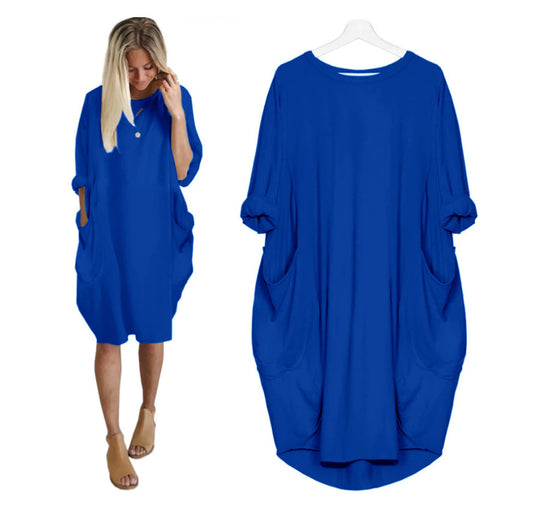 Summer New Arrived Fashion Plain Loose 3/4 length sleeve Dress