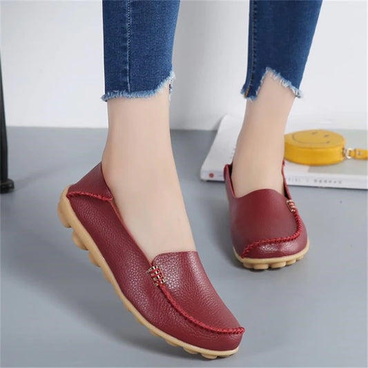 Chaussons de chaussures pour femmes UNDEFINED NOUVEAU appartement solide avec chaussures Femme Round Toe Femmes confortables Flats Slip-On en cuir souple Sneakers pour femmes