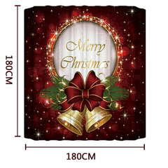 Christmas Shower Curtain Set,Bathroom Mat Non Slip,Polyester Durable Waterproof Shower Curtain with 12 Hooks