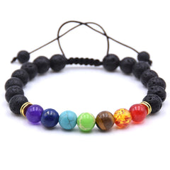 7 Chakra Charms Lava Rock Bracelet dla mężczyzn Kobiet Olejki eteryczne dyfuzor naturalny kamień koralików łańcuch mody robioną biżuterię