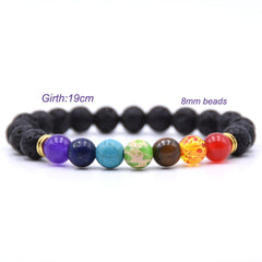 7 Chakra Charms Lava Rock Bracelet dla mężczyzn Kobiet Olejki eteryczne dyfuzor naturalny kamień koralików łańcuch mody robioną biżuterię