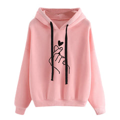 Loose-fit Leisure Time Print Flower Hooded Female Sweater