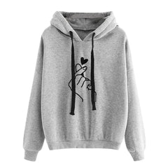 Loose-fit Leisure Time Print Flower Hooded Female Sweater