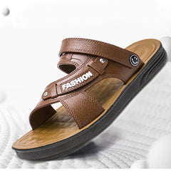 Sandalias de cuero para hombres Sandalias de doble uso Sandalias abiertas de los pies abiertos Slippers de hombres suaves