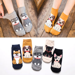 Primavera Autumn Fashion Lindo animal de animales Calcetines cortos de algodón Tide Dog Kawaii Bull Terrier Beagle Japonés casual Happy Funny Calcetines