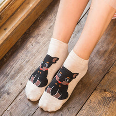 Primavera Autumn Fashion Lindo animal de animales Calcetines cortos de algodón Tide Dog Kawaii Bull Terrier Beagle Japonés casual Happy Funny Calcetines