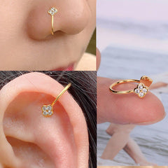 1 pcs Expanseur de bague de nez perçante segment sans couture du segment oreille cerceaux or couleur golon de cartilage tragus