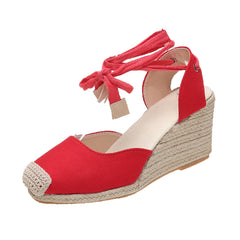 Plus Size Women's Summer Thick-Soled Espadrille Ankle Strap Sandals