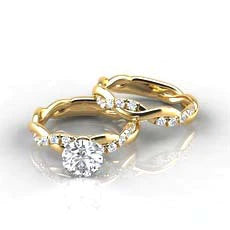 Twist Diamond Ring Set - Fashion Twisted Diamond Studded Engagement Wedding Rings