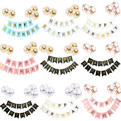 Letra de feliz cumpleaños de 1set Banner Rose Gold Confetti Balloons Boy Girl Birdy Birthday Globos Baby Shower Favors