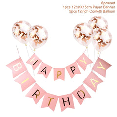 1set Happy Birthday Letter Banner Rose Gold Confetti Balloons Boy Girl Birthday Helium balloon Baby Shower Party Favors