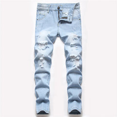 Cowboy Boys' Straight-Leg Distressed Jeans with Washed Finish and No Stretch