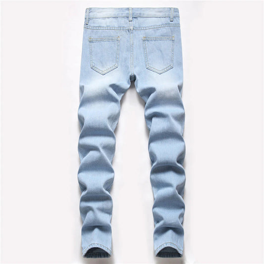 Cowboy Boys' Straight-Leg Distressed Jeans with Washed Finish and No Stretch