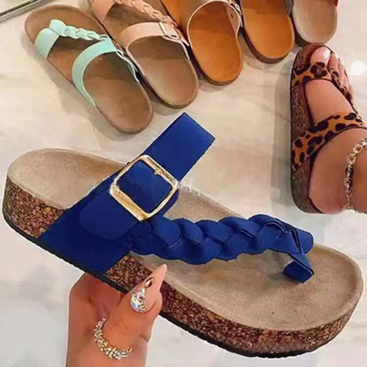 Kork Zehen Clip Slipper Frauen Sommer Mode kühlen Drag Paar Strandschuhe Sandalen Eltern-Kind flach großgröße