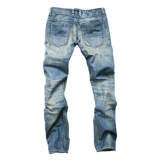 Jeans per motociclisti in denim strappato di alta qualità da uomo