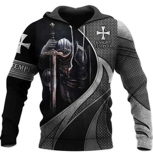 Templer Knight Hoodie 3D Printed Fashion Sportswear Harajuku Street Lose Plus Size Streetwear Herrenkleidung