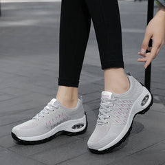 Flyknit Women's Shoes Non-slip Wear-resistant Dancing Shoes Strap Air Cushion Thick-soled Rocking Shoes for Women