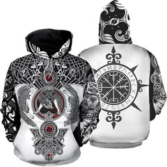 Fashion Men Hoodies Viking Tattoo 3D imprimé unisexe Sweatwear Streetwear Sweat-shirt à capuche décontractée.