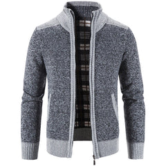 Herren -Farbblock -Pullover Patchwork plus Samt Reißverschluss Cardigan