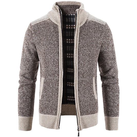 SWEATOR BLOCK MĘŻCZYZNY Patchwork Plus Velvet Zipper Cardigan