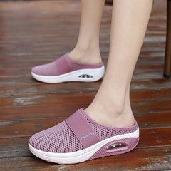 Wanderschuhe Frauen breite Turnschuhe modisch leichte atmungsaktive Mesh Air Pushion Athletic Casual Platform Loafer Schuhe