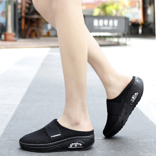 Zapatos para caminar las zapatillas anchas de las mujeres moda liviana transpirable malla cojín atlética plataforma casual de plataforma