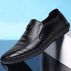 Chaussures en cuir masculines Doug Chaussures paresseuses Black Leisure Time's Chaussures pour hommes