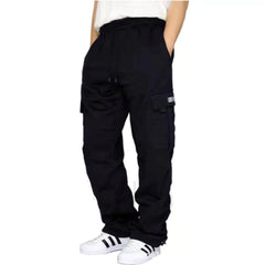 Loose Sports Loosening Color Trousers Trousers Waist Pocket Men's Solid Rope Women's Casual Pants on Casual Pants Dark Gray