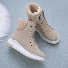 Women's Winter Cotton Shoes Fleece Thick Bottom Student Warm Martin Boots Mid Calf Ankle Boots