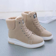 Women's Winter Cotton Shoes Fleece Thick Bottom Student Warm Martin Boots Mid Calf Ankle Boots