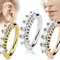 1 pcs Expanseur de bague de nez perçante segment sans couture du segment oreille cerceaux or couleur golon de cartilage tragus