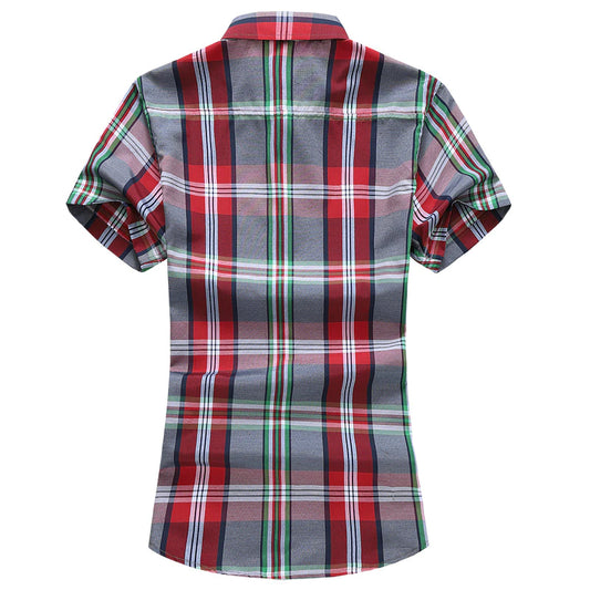 Camisa de manga corta de cuello rojo para hombres Fit Red Boton