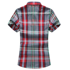 Herren klassischer Fit rotes Button-Down-Kragen mit kurzem Ärmel Shirt