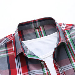 Men's Classic Fit Red Button-Down Collar Short Sleeve Shirt