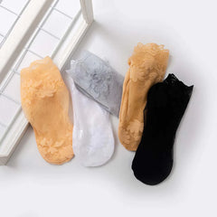 Neue Frauen hinterlässt Spitze unsichtbare Socken dünne Damen Spitzenboot Socken hohl nicht rutschfleiche Socken Frauen Frauen