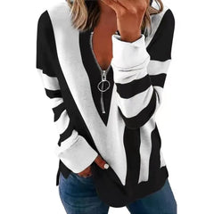 Personality Printing Long Sleeve V-Neck T-shirt