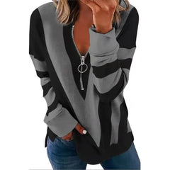 Personality Printing Long Sleeve V-Neck T-shirt