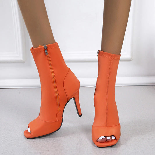 Plus Size-Frauenschuhe weibliche Farbfarben High Heels quadratische einschichtige Schuhe mit hohen Schuhen fein