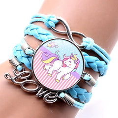 Adorable Cartoon Unicorn Time Gem Woven Bracelet Flying Horse Unicorn Bracelet Infinite Love