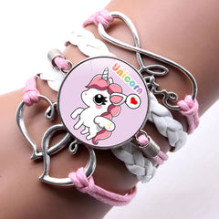 Adorable dibujos animados de unicornio Gema Gema tejido tejido Flying Horse Pulsera Unicornio Amor Infinito