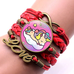 Adorable Cartoon Unicorn Time Gem Woven Bracelet Flying Horse Unicorn Bracelet Infinite Love