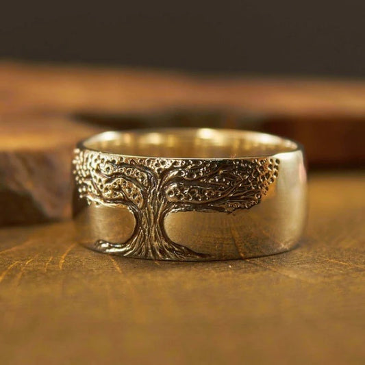 WISH Retro Minimalist Carved Tree of Life Ring