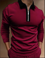 Camisa de polo de manga larga de otoño para hombres