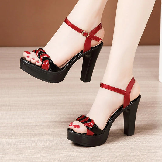 High Heels Plattforminneninnen Frauen Block Heel Sandalen