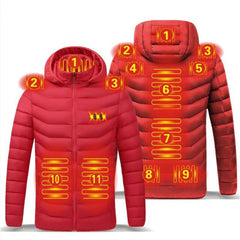 Solid Color Cotton Coat Smart Thermostat Winter Men Warm USB Heating Jackets Hooded Heated Clothing Waterproof Warm Jackets