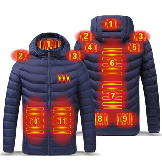 Solidny kolor bawełniany płaszcz inteligentny termostat Zime mężczyźni ciepłe kurtki ogrzewania USB podgrzewana odzież wodoodporna ciepłe kurtki