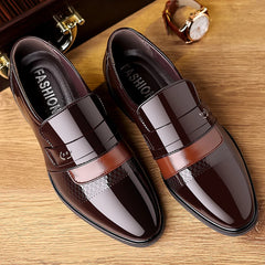 Men's Low-Cut Patent Leather Shoes British Bright Surface Single Shoes Large Size Men's Formal Casual Leather Shoes