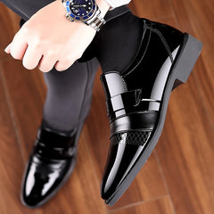 Men's Low-Cut Patent Leather Shoes British Bright Surface Single Shoes Large Size Men's Formal Casual Leather Shoes