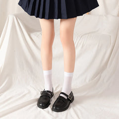 Summer Kawaii Girl Fil Calf Stockages Velvet Femmes tube longs chaussettes en noir et blanc jk uniforme japonais mignon sur les chaussettes du genou.